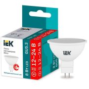 Лампа светодиодная 8Вт MR16 софит 4000К нейтр. бел. GU5.3 12-24В низковольтная IEK LLE-MR16-08-12-24-40...
