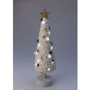 Светильник настольный «Елка» дизайн 2 (белое основание золотая звезда) 20LED плюш 11.5х38.5см тепл. бел. КОСМОС K...