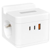 Удлинитель «Куб» 2х1.3м USB + 2Type C с быстрой зарядкой подставкой под телефон и ночником 1кв.мм EKF UBA-C...