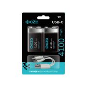 Аккумулятор литиевый «крона» 9В Li-Ion 4100мВт.ч 455мА.ч зарядка от Type-C шнур в комплекте BL-2 (уп.2шт) ФАZА 5...