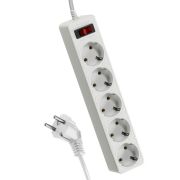 Удлинитель с сетевым фильтром 5х1.8м с заземл. 10А IP20 2.2кВт ПВС 3х0.75 с выкл. с индикатором сети бел. КОСМО...