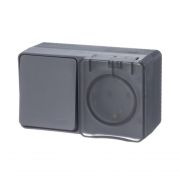 Блок ОП AtlasDesign PROFI IP54 (розетка 1-м 16А заземл. защ. шторки + 1-кл. выключатель 10А) антрацит SE ATN5440...