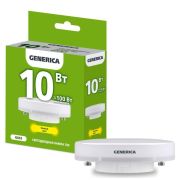 Лампа светодиодная T80 10Вт таблетка 3000К GX53 230В GENERICA LL-T80-10-230-30-GX53-G
