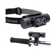 Фонарь аккумуляторный налобный/велосипедный LED 10Вт аккум. съемн. Li-ion 18650 1.2А.ч USB-шнур алюм. КОСМ...