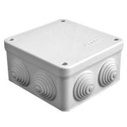 Коробка распределительная ОП 105х105х56мм IP54 7 выходов 4 гермоввода крышка на винтах сер. Epp...